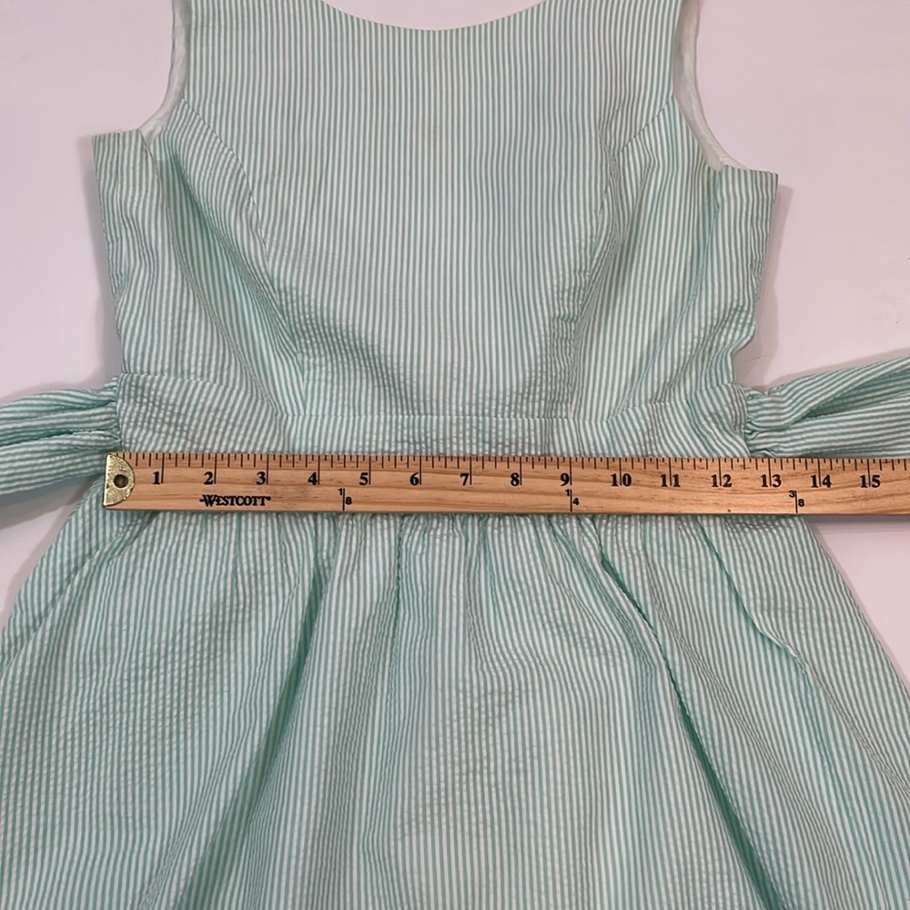Lauren James Seersucker Dress Aqua Size S Deep V Back Delicate - Picture 13 of 14